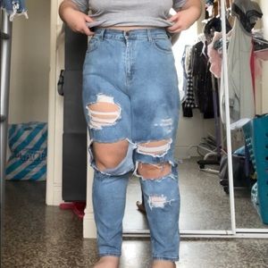 Distressed Mom Jeans (1X)